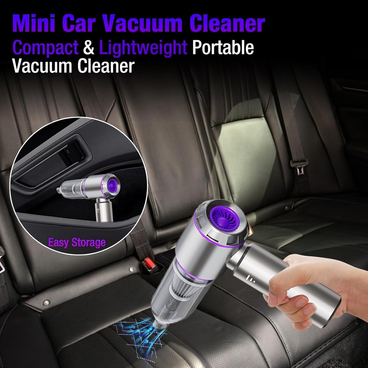 Handheld Car Vacuum Cleaner Cordless,19000PA High Power Car Vacuum Cleaner and Air Duster, 3-in-1 Portable Mini Car Vacuum Cleaner, 120W High Power Hand Held Vacuum for Car, Home, Office, Pet