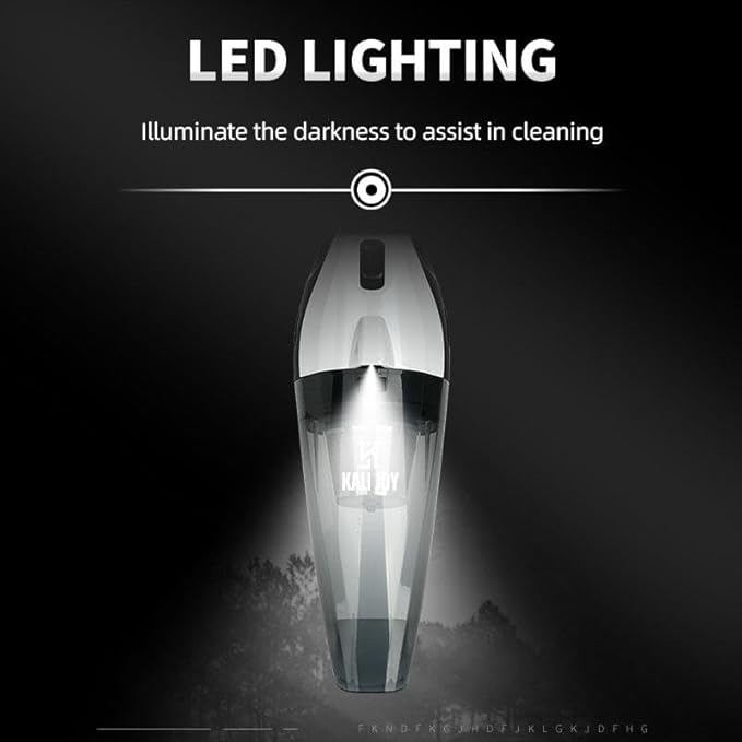 Kali Joy Handheld Vacuum Cleaner Powerful Suction Portable Lightweight Vaccum Cordless Cleaner and Air Duster with LED Light and Multi-Nozzles Car, Home, Office, Battery 6000mah (Black & White)