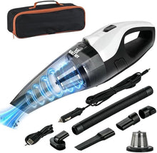 Kali Joy Handheld Vacuum Cleaner Powerful Suction Portable Lightweight Vaccum Cordless Cleaner and Air Duster with LED Light and Multi-Nozzles Car, Home, Office, Battery 6000mah (Black & White)