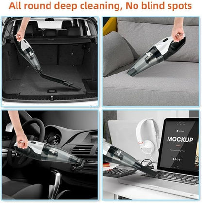 Kali Joy Handheld Vacuum Cleaner Powerful Suction Portable Lightweight Vaccum Cordless Cleaner and Air Duster with LED Light and Multi-Nozzles Car, Home, Office, Battery 6000mah (Black & White)