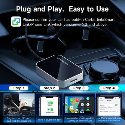 HEYINCAR+ Carbitlink to CarPlay Android Auto Adapter, Convert Carbitlink/Easy Connect to CarPlay & Android Auto, For Chinese Car Jetour,Geely,Dongfeng,Hongqi,BAIC,GAC,FAW Bestune– Plug & Play