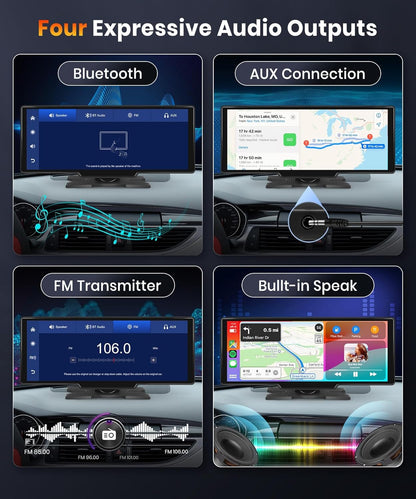 podofo 10.26 Touchscreen Portable Wireless Apple Carplay Car Stereo, Portable Car Screen Compatible with Bluetooth Hands-Free/GPS Navigation/Siri Assistant/Voice Control,7V-32V Suit for All Vehicles